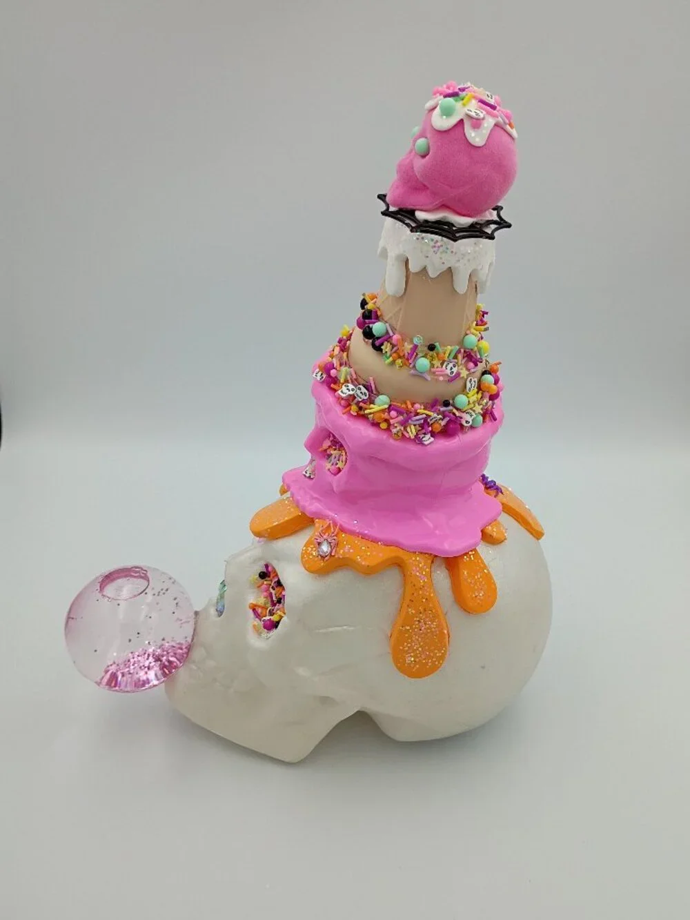 Pink Halloween Skull Centerpiece, Whimsical Skull Decor, Candy Halloween Decor